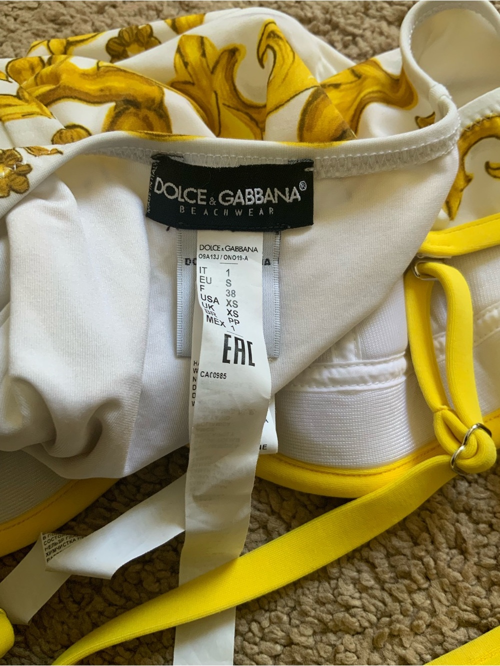 Dolce And Gabbana DG Gold Logo Majolica Printed Balconette One Piece Swim IT 1 - Picture 8 of 8